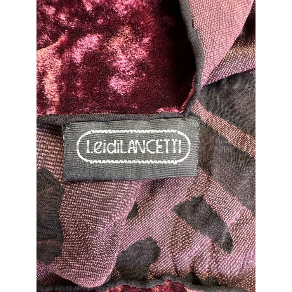 Leidi Lancetti Velvet Silk Burnout Scarf L Rectangle Rich Red Shimmering Gold‎ - Picture 4 of 8
